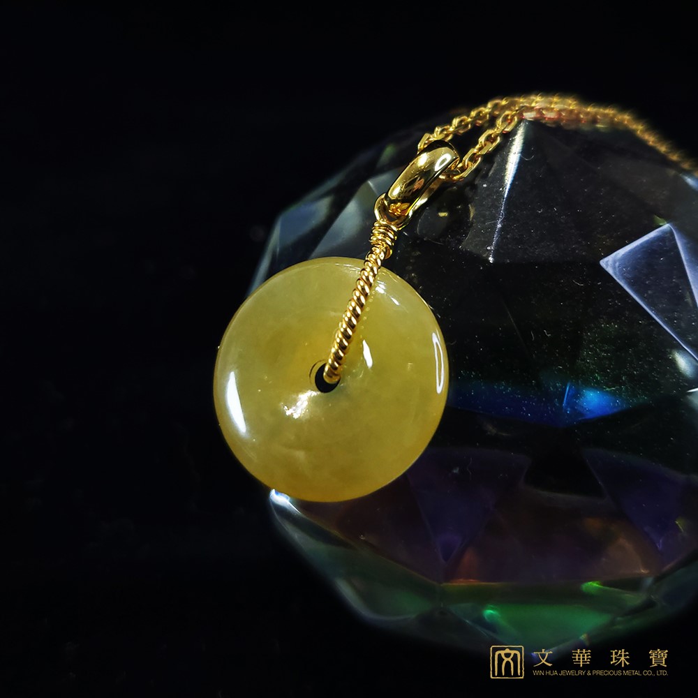 黃翡平安扣玉墜 黃K金墜頭(已售出)