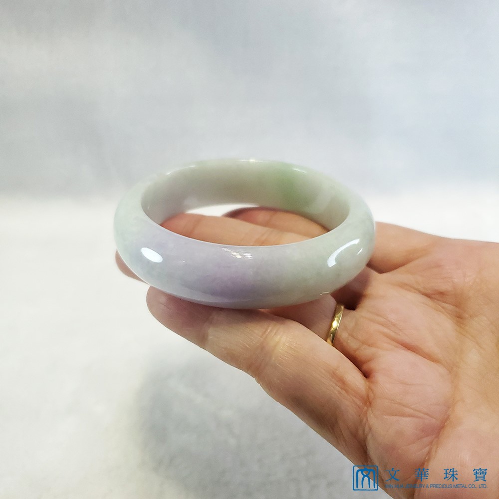 春帶彩寬版玉鐲 18.3圍