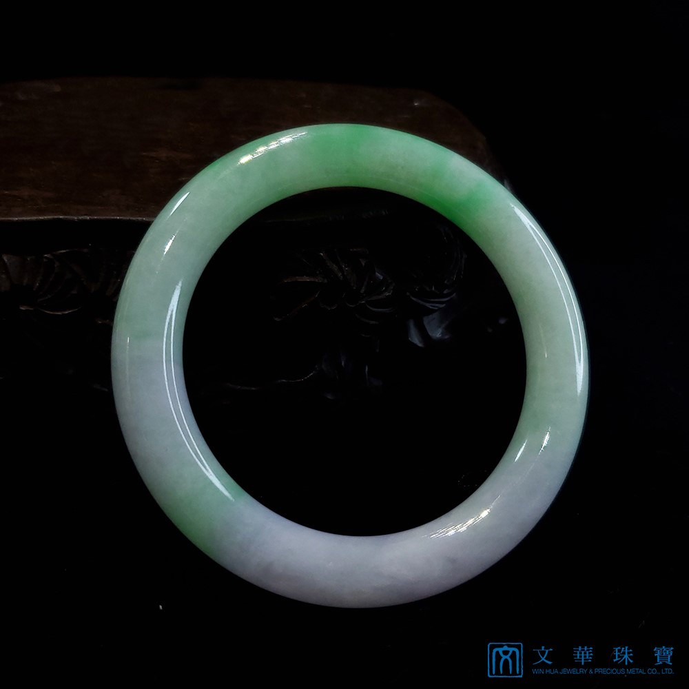 粉嫩春帶彩圓骨玉鐲 18.8圍