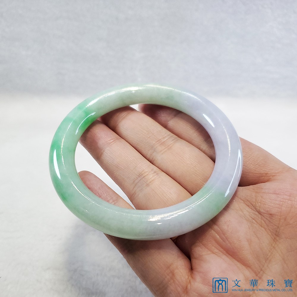 粉嫩春帶彩圓骨玉鐲 18.8圍