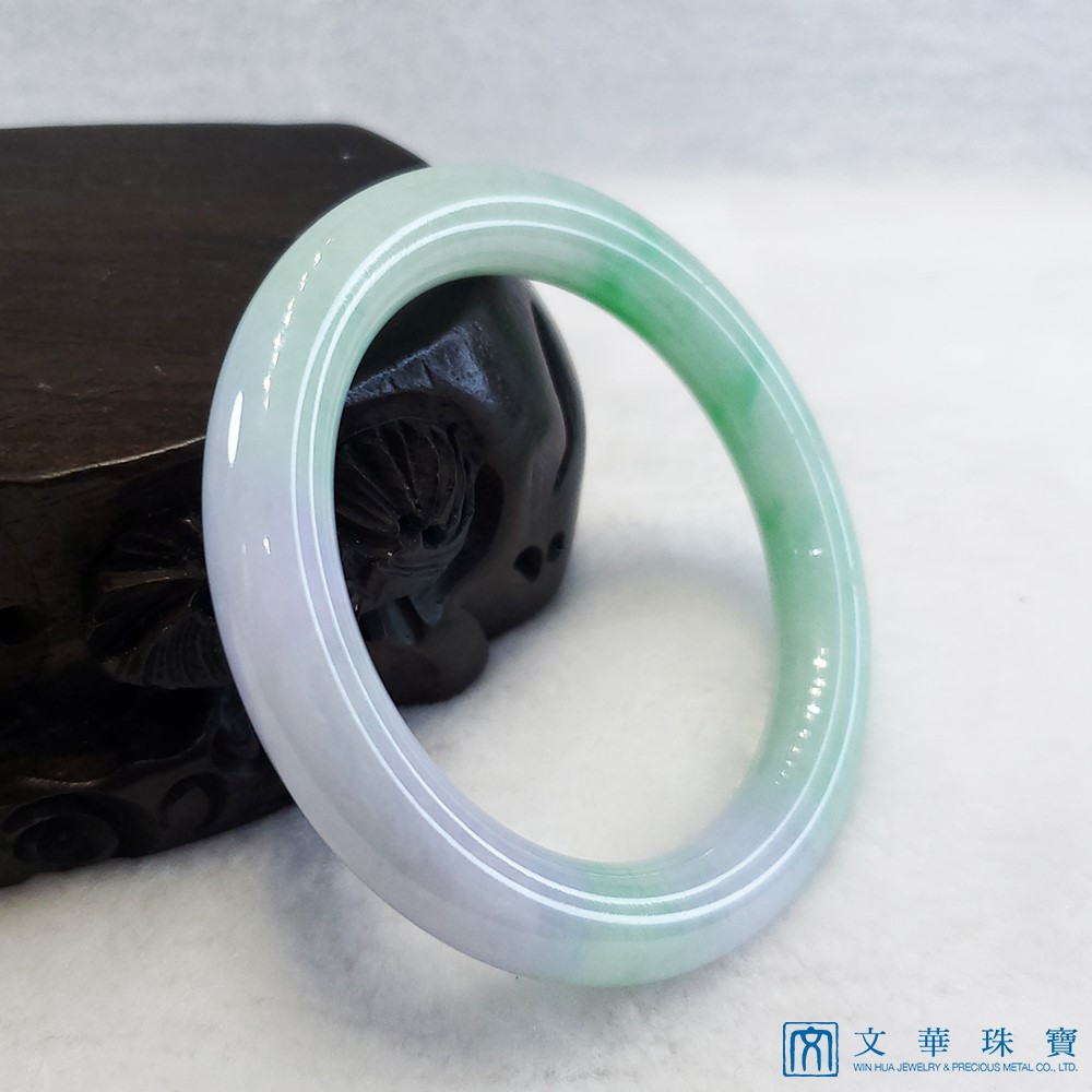 粉嫩春帶彩圓骨玉鐲 18.8圍