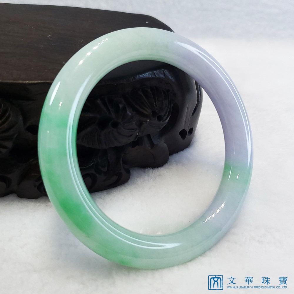 粉嫩春帶彩圓骨玉鐲 18.8圍
