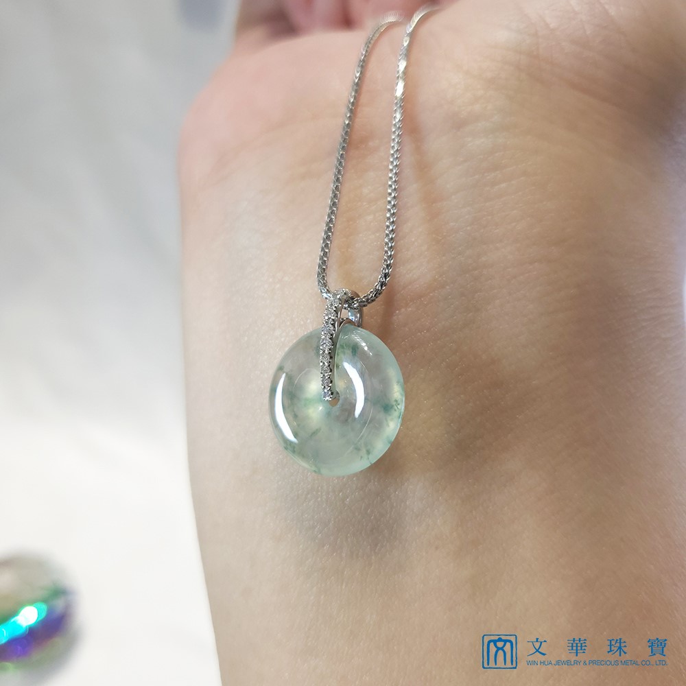 玻璃種飄花平安扣鑽墜(已售出)