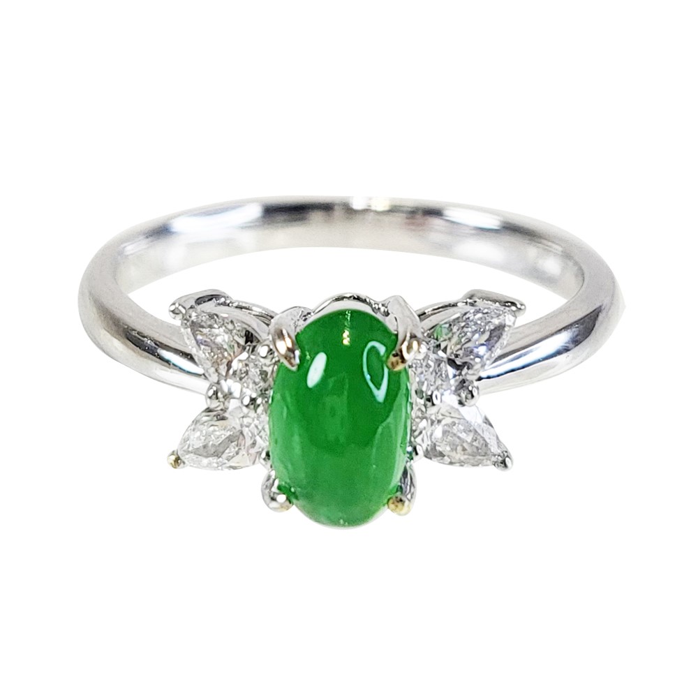 冰翠蛋面馬眼鑽戒 國際圍10.5號