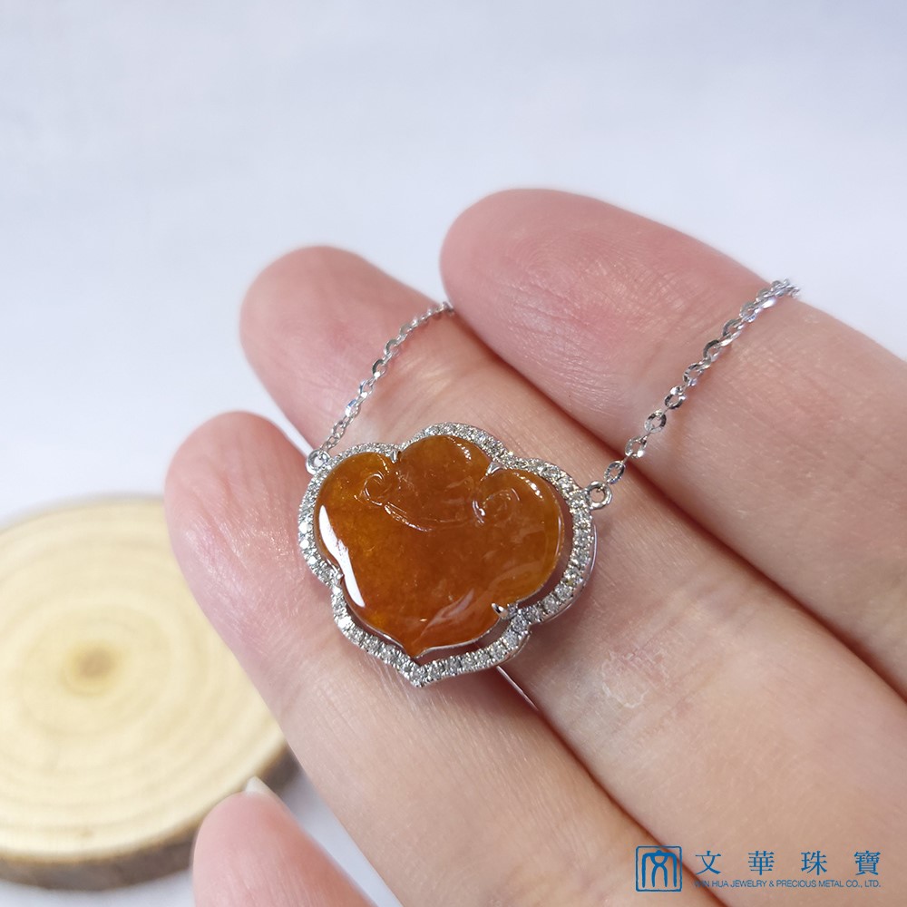 紅翡如意鑽鍊 18K