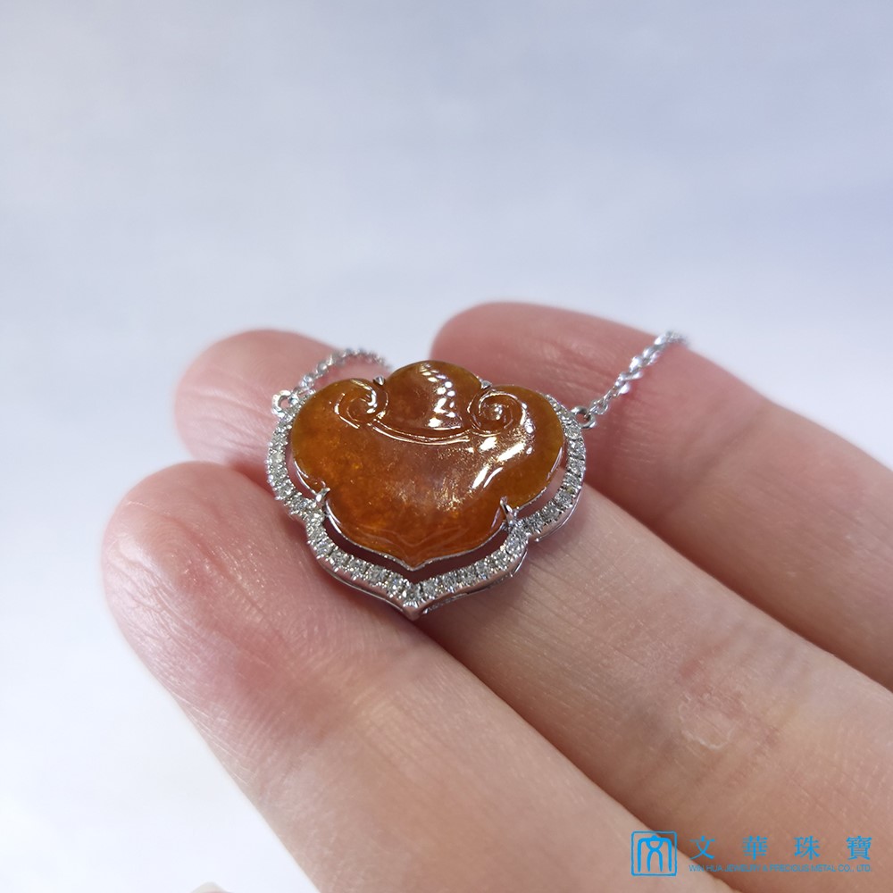 紅翡如意鑽鍊 18K