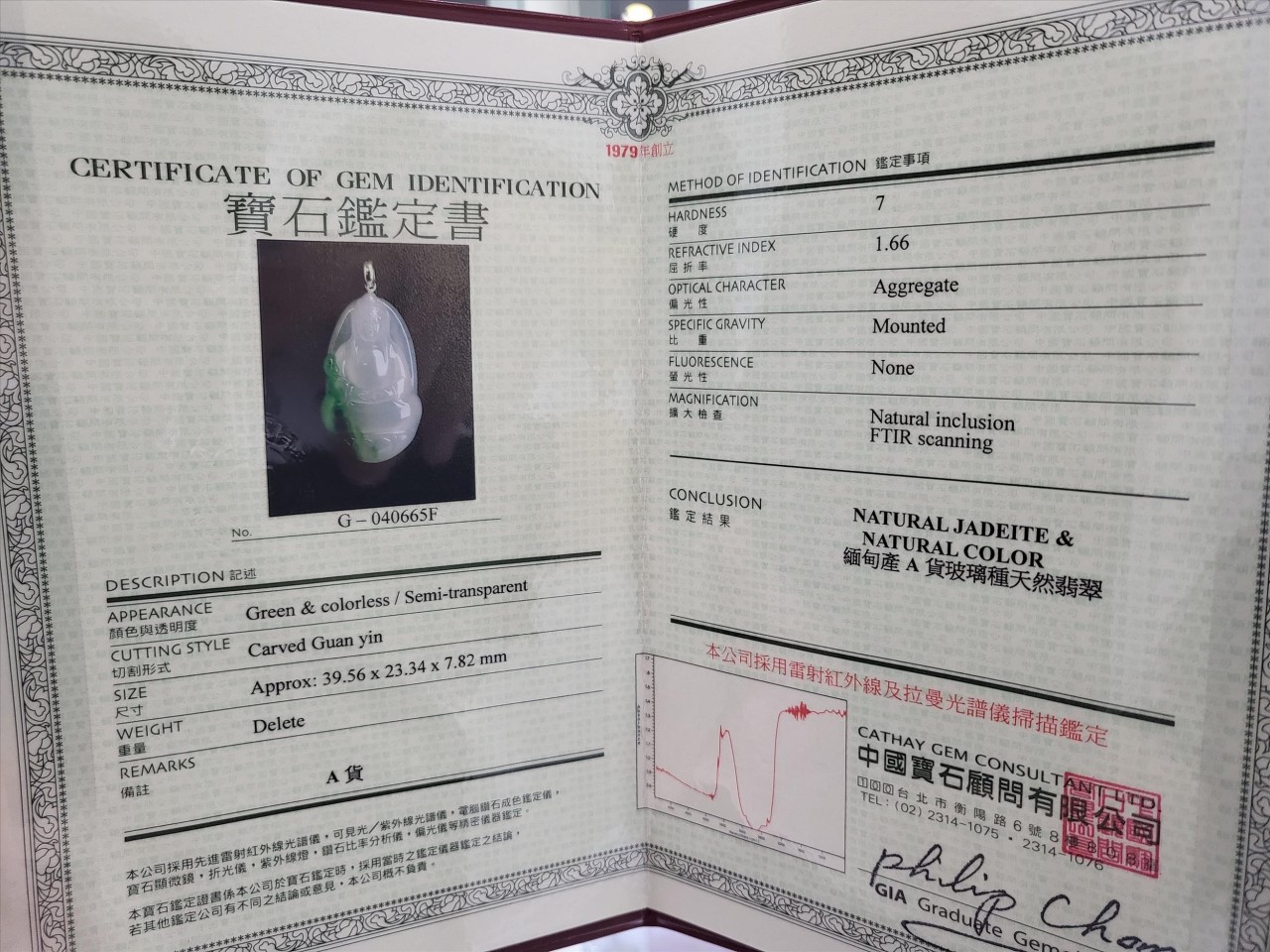 玻璃種帶綠素衣觀音 附中國寶石證書(已售出)