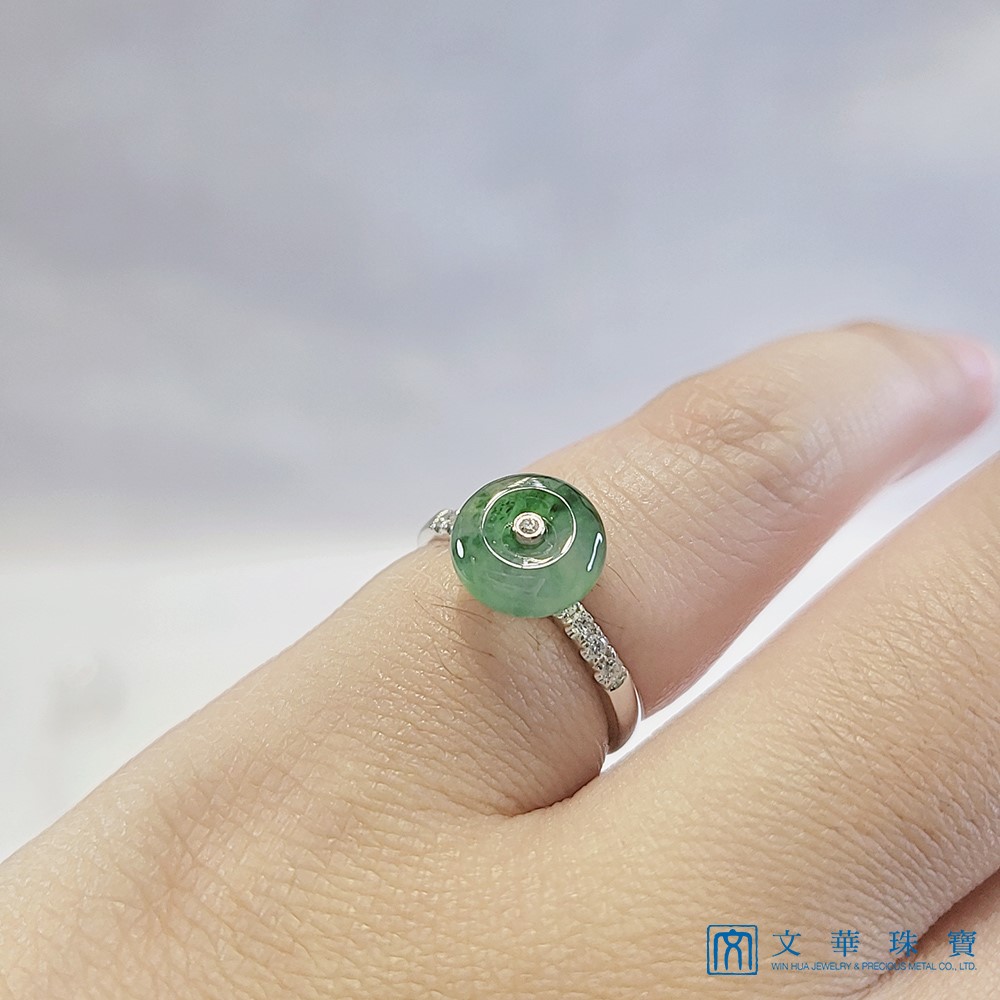 冰玻飄蘭花古錢戒指 國際圍10號