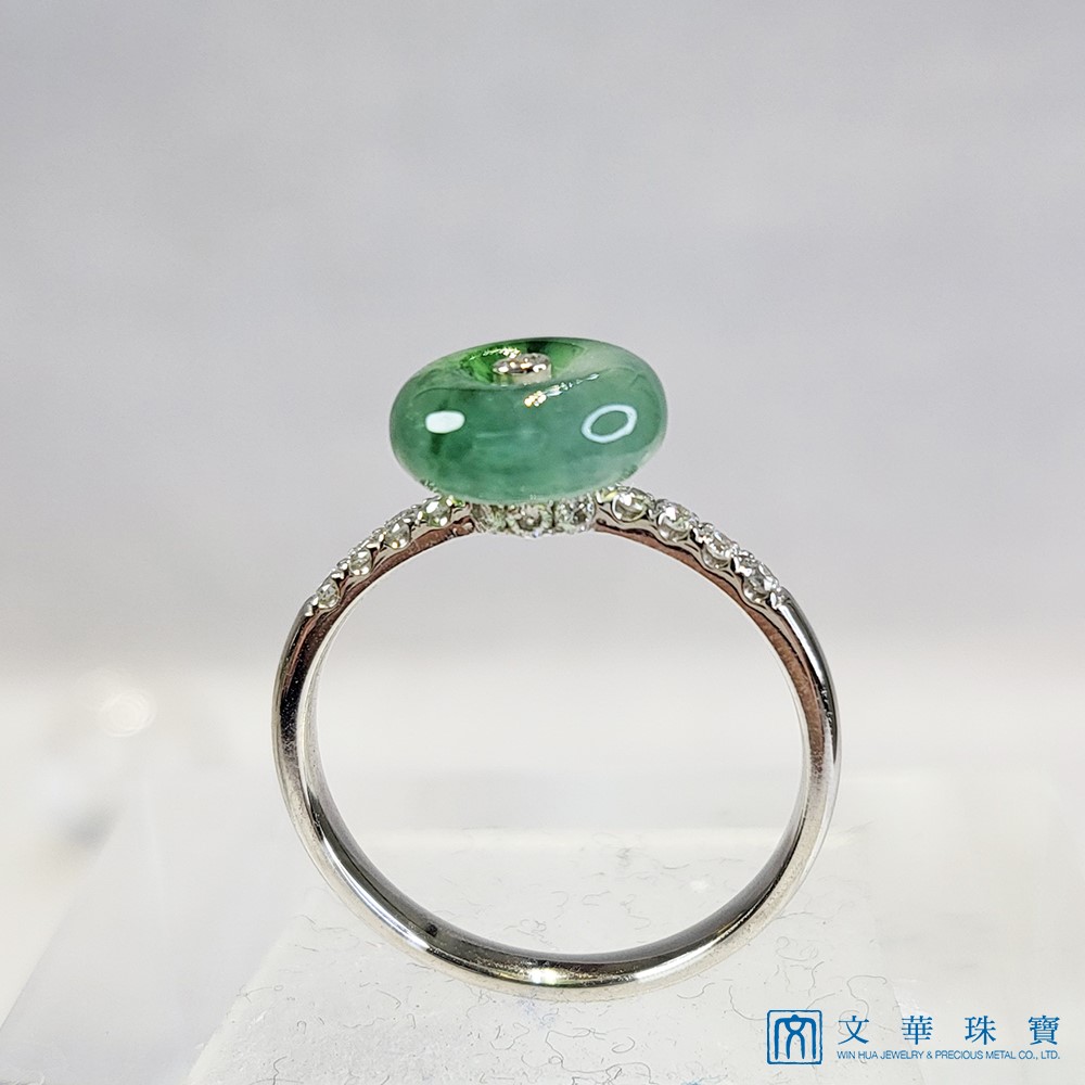 冰玻飄蘭花古錢戒指 國際圍10號