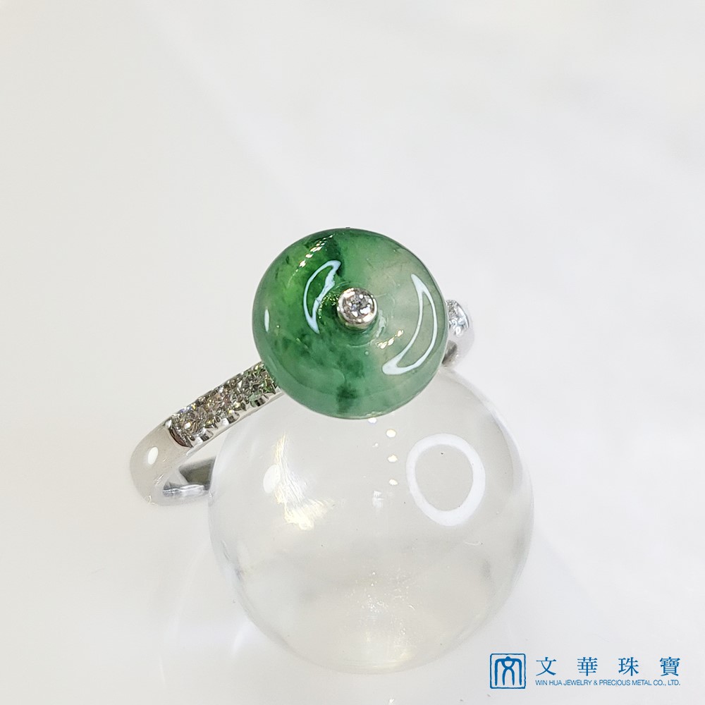 冰玻飄蘭花古錢戒指 國際圍10號