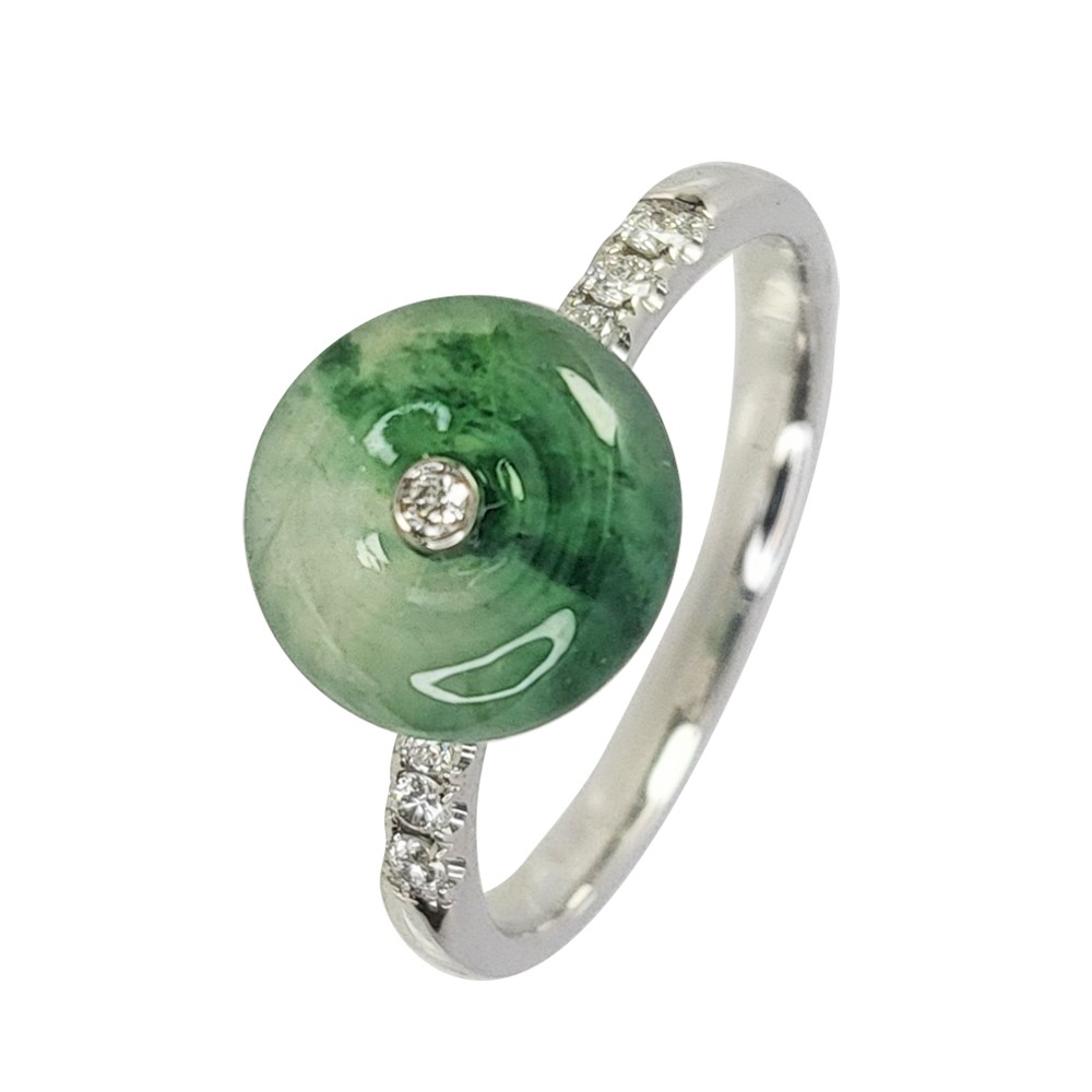 冰玻飄蘭花古錢戒指 國際圍10號