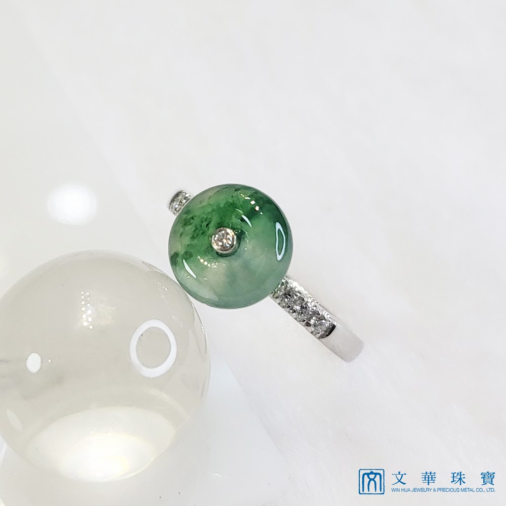 冰玻飄蘭花古錢戒指 國際圍10號