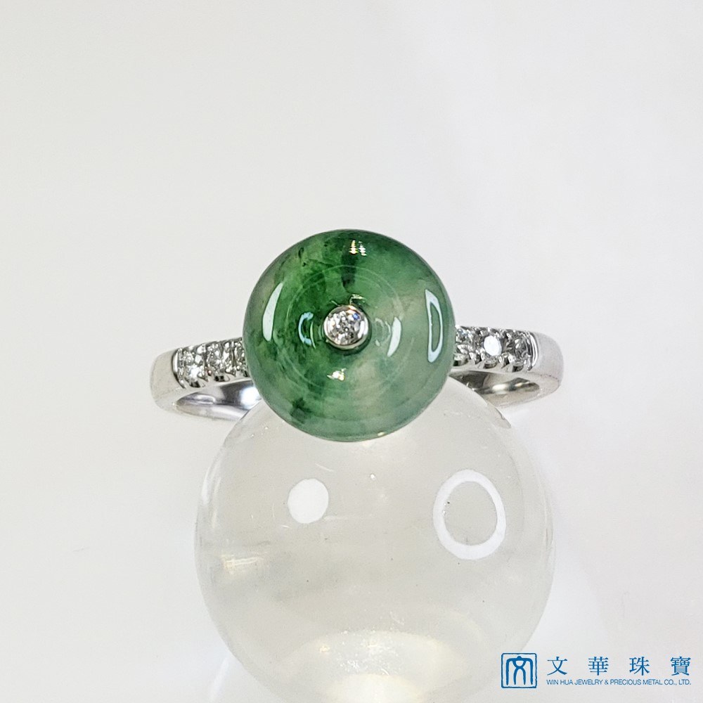 冰玻飄蘭花古錢戒指 國際圍10號