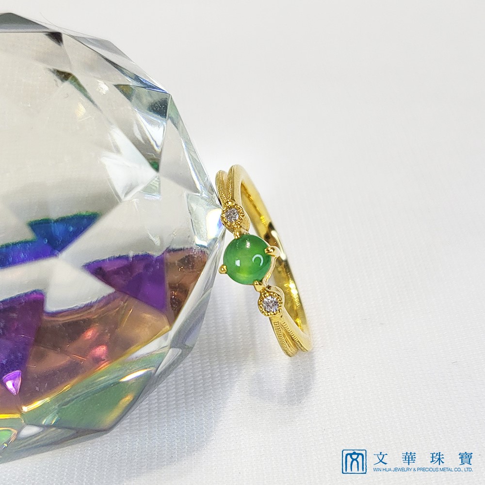 綠蛋黃K鑽戒 國際圍8號 