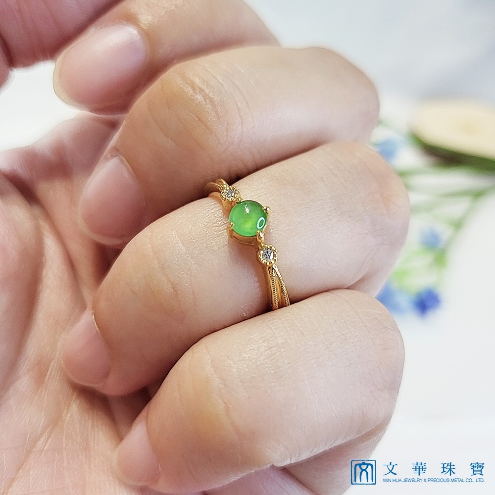 綠蛋黃K鑽戒 國際圍8號 