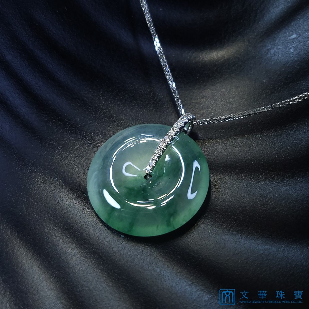 玻璃種飄花平安扣鑽墜(已售出)