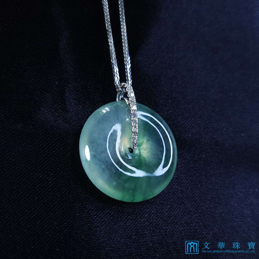 玻璃種飄花平安扣鑽墜(已售出)