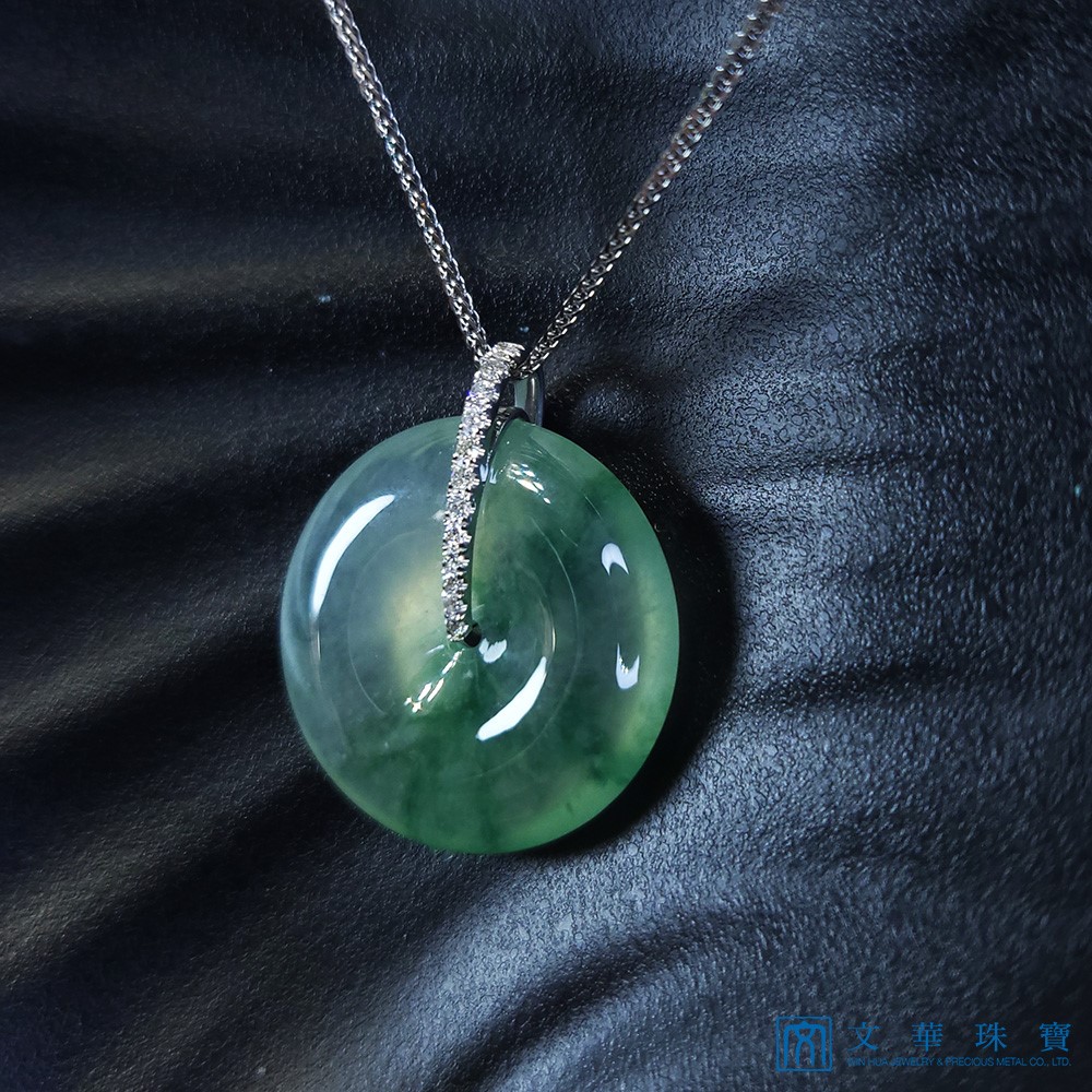 玻璃種飄花平安扣鑽墜(已售出)