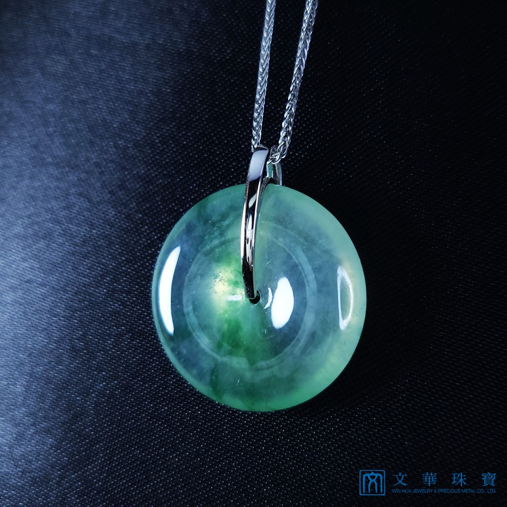 玻璃種飄花平安扣鑽墜(已售出)