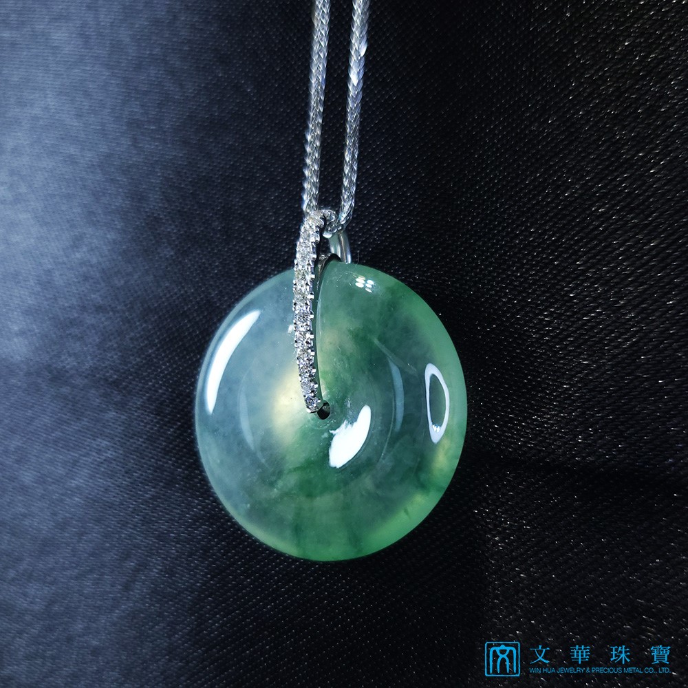 玻璃種飄花平安扣鑽墜(已售出)