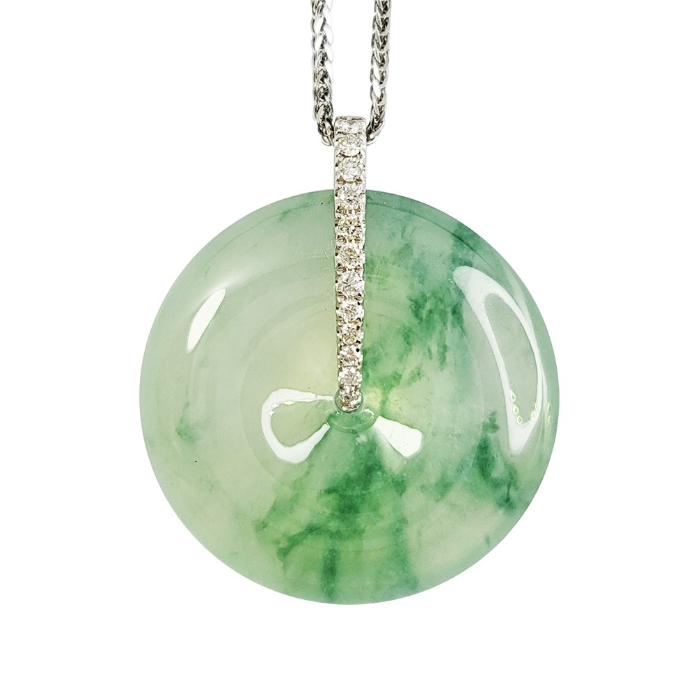 玻璃種飄花平安扣鑽墜(已售出)