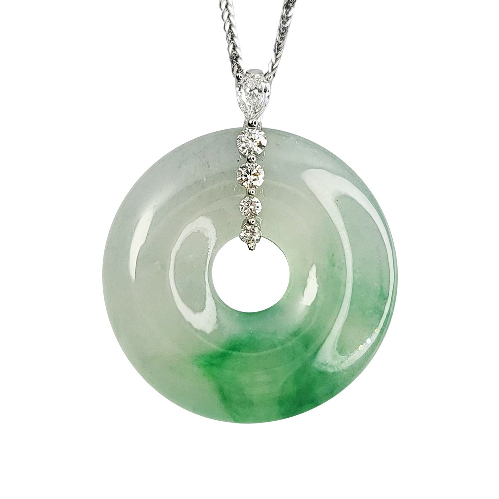 高冰翠綠玉環鑽墜(已售出)