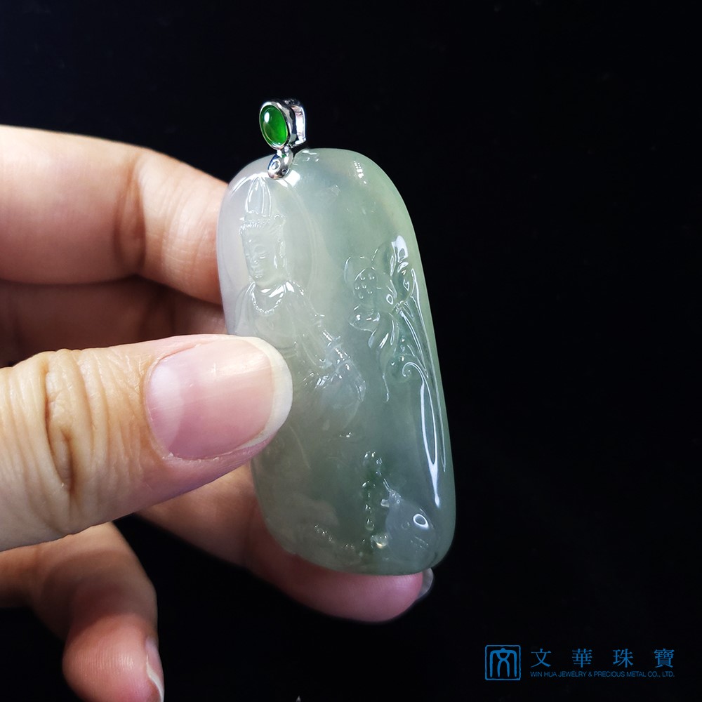 高冰種自在觀音玉牌