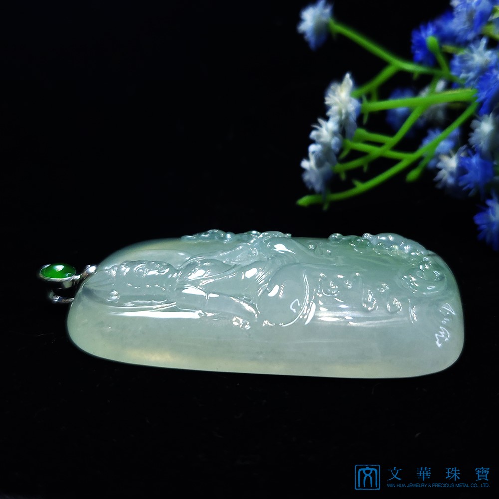 高冰種自在觀音玉牌