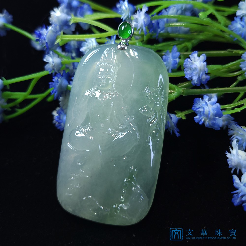 高冰種自在觀音玉牌