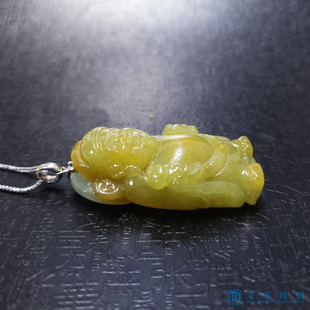 黃翡財神翡翠玉墜(已售出)