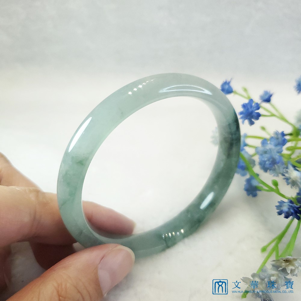 冰糯藍底飄花玉鐲 19.3(已售出)