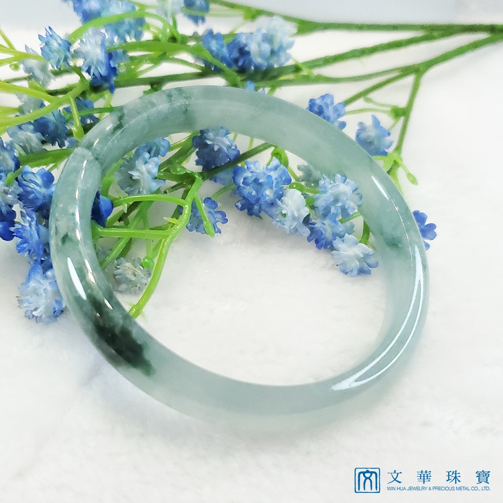 冰糯藍底飄花玉鐲 19.3(已售出)