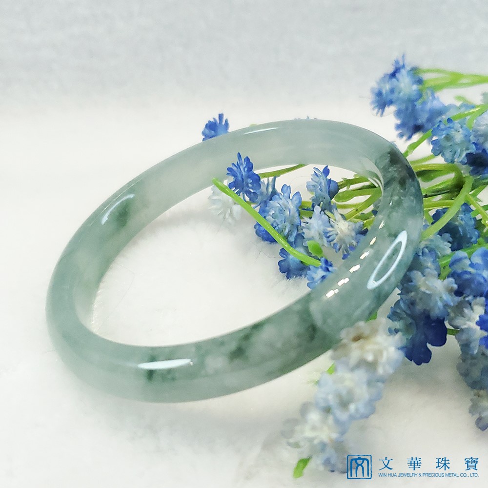 冰糯藍底飄花玉鐲 19.3(已售出)