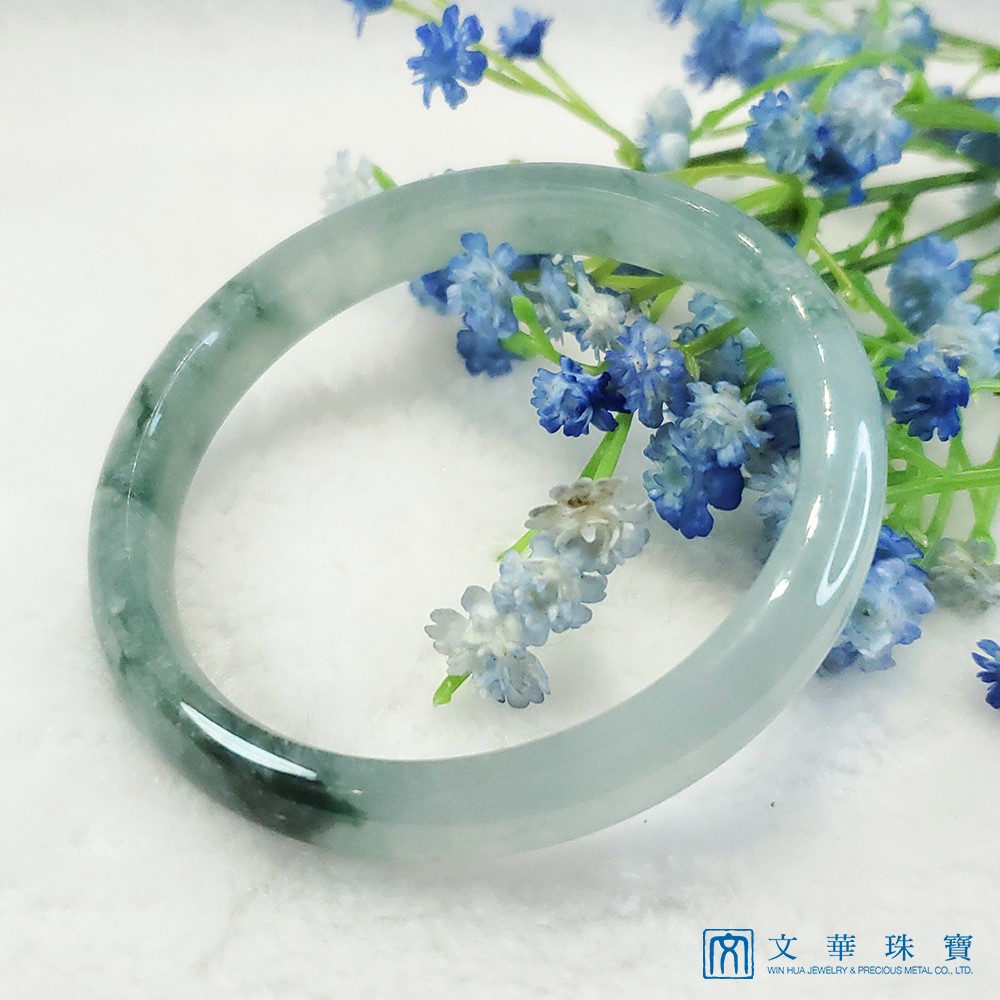 冰糯藍底飄花玉鐲 19.3(已售出)