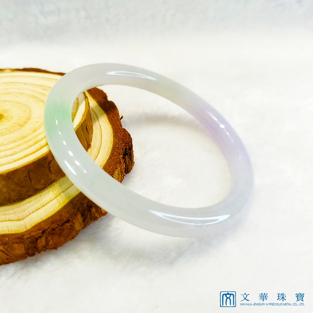翡翠冰春彩細圓骨鐲 17圍
