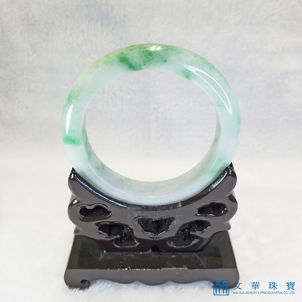 白底青翡翠玉鐲 18.8圍(已售出)