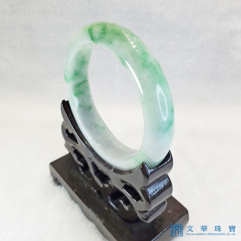 白底青翡翠玉鐲 18.8圍(已售出)