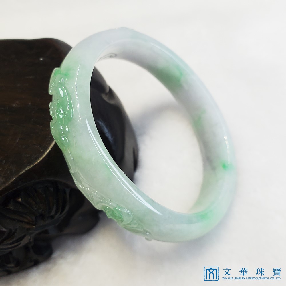福到眼前冰帶綠玉鐲 17.5圍 貴妃鐲(已售出)