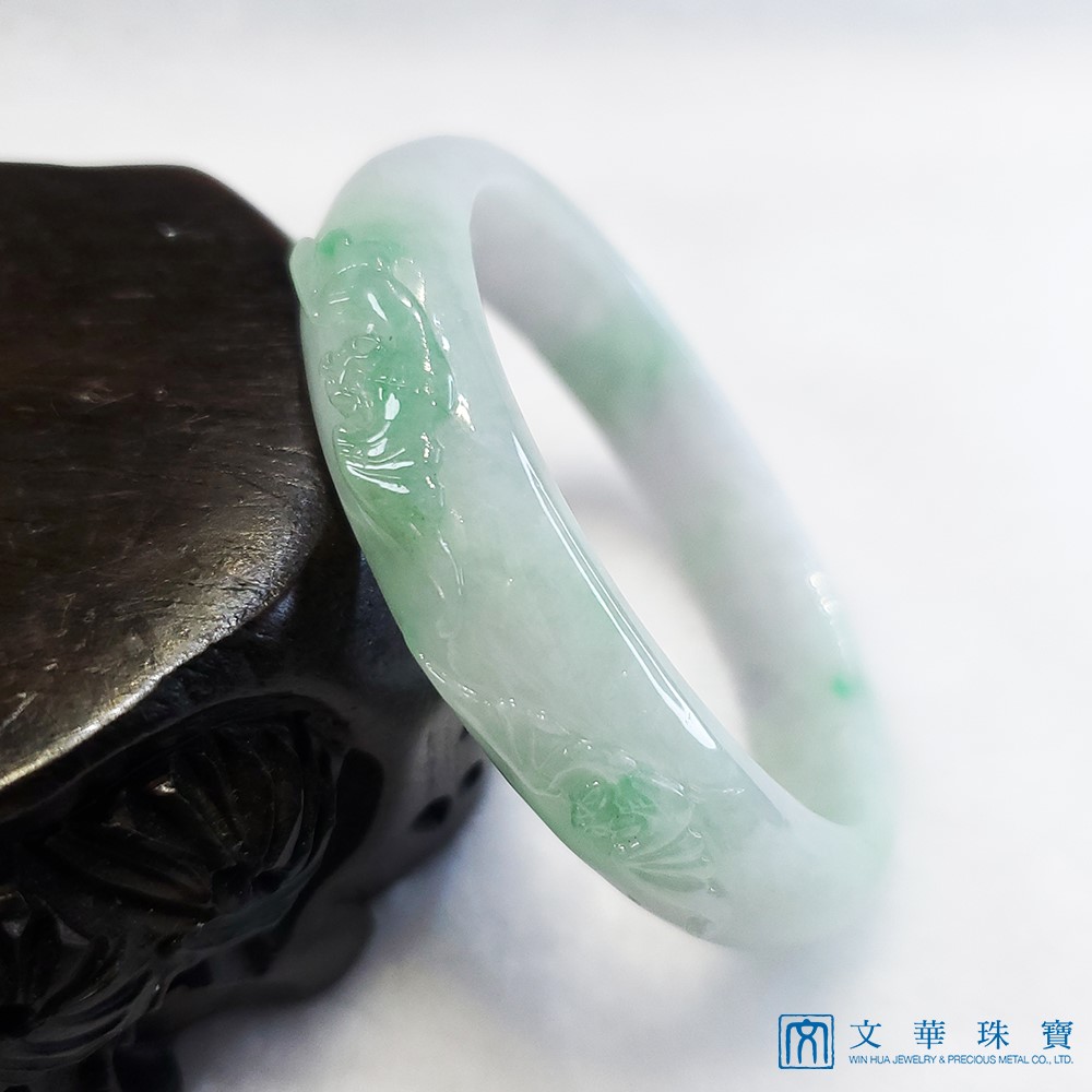 福到眼前冰帶綠玉鐲 17.5圍 貴妃鐲(已售出)