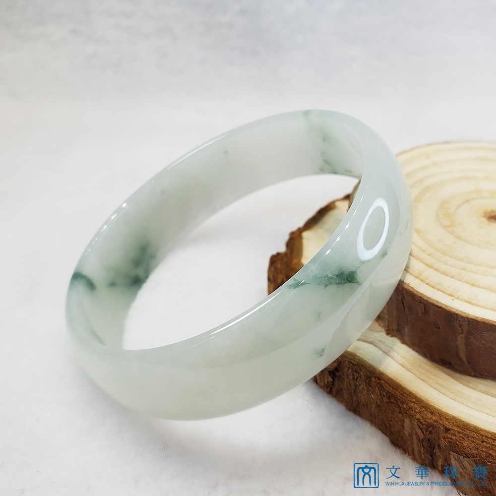 翡翠細冰糯飄花玉鐲 17圍 寬版扁鐲(已售出)