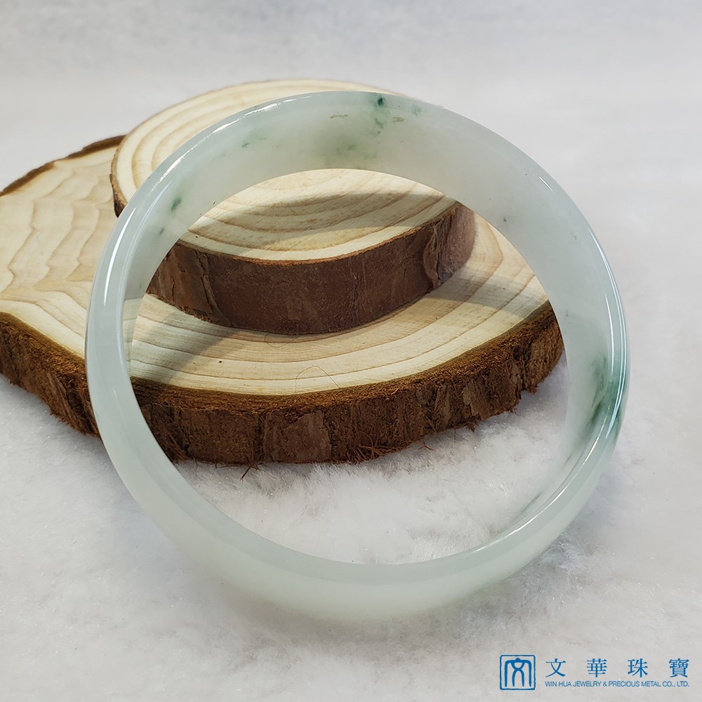 翡翠細冰糯飄花玉鐲 17圍 寬版扁鐲(已售出)