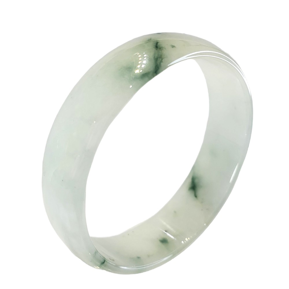 翡翠細冰糯飄花玉鐲 17圍 寬版扁鐲(已售出)