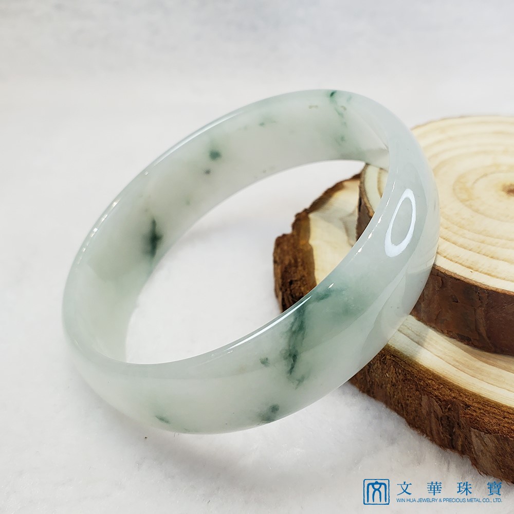 翡翠細冰糯飄花玉鐲 17圍 寬版扁鐲(已售出)