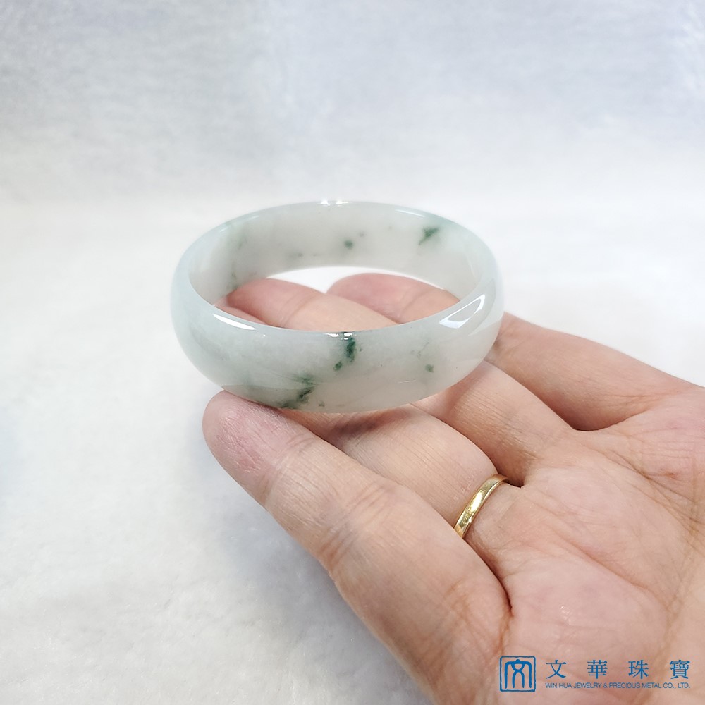 翡翠細冰糯飄花玉鐲 17圍 寬版扁鐲(已售出)