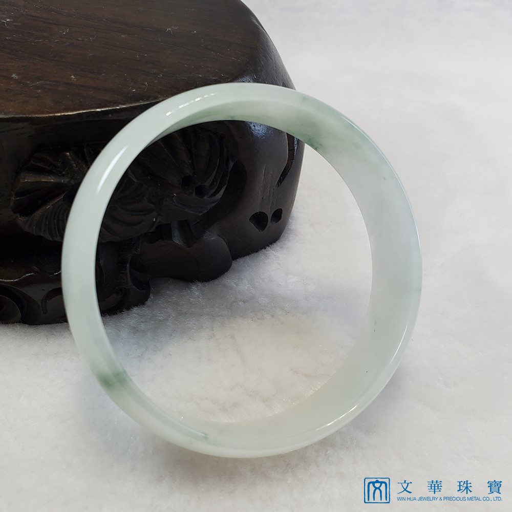 冰底糯種飄蘭花玉鐲 17圍 寬版扁鐲(已售出)
