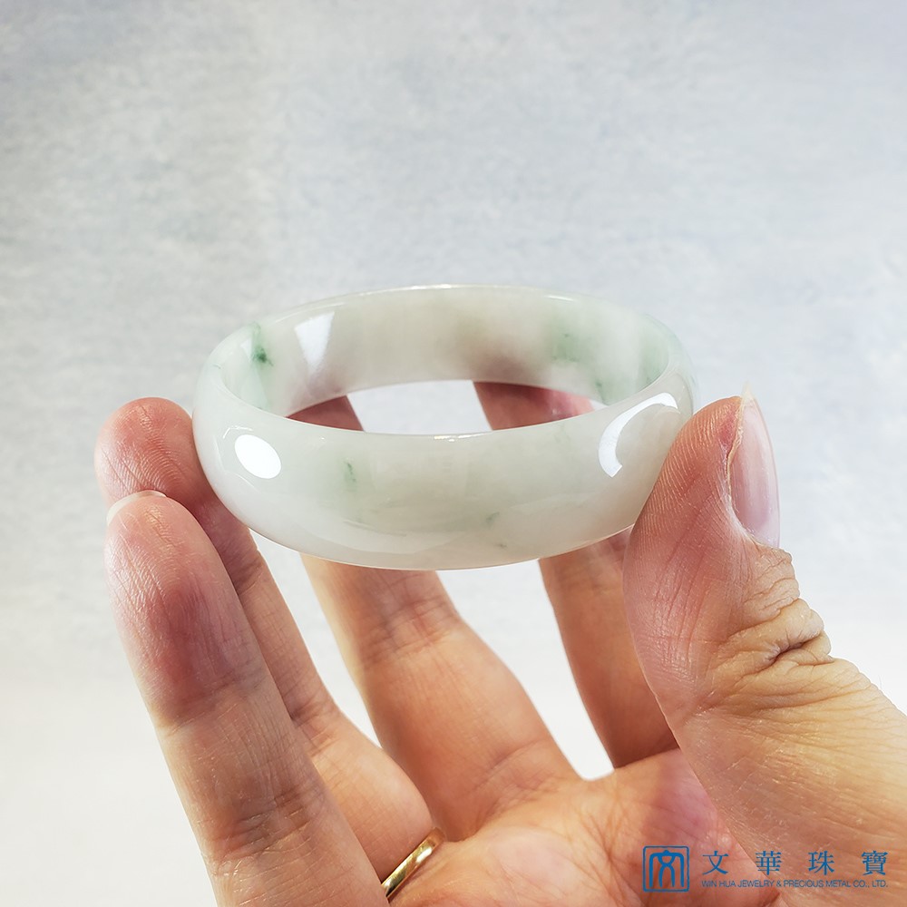 冰底糯種飄蘭花玉鐲 17圍 寬版扁鐲(已售出)