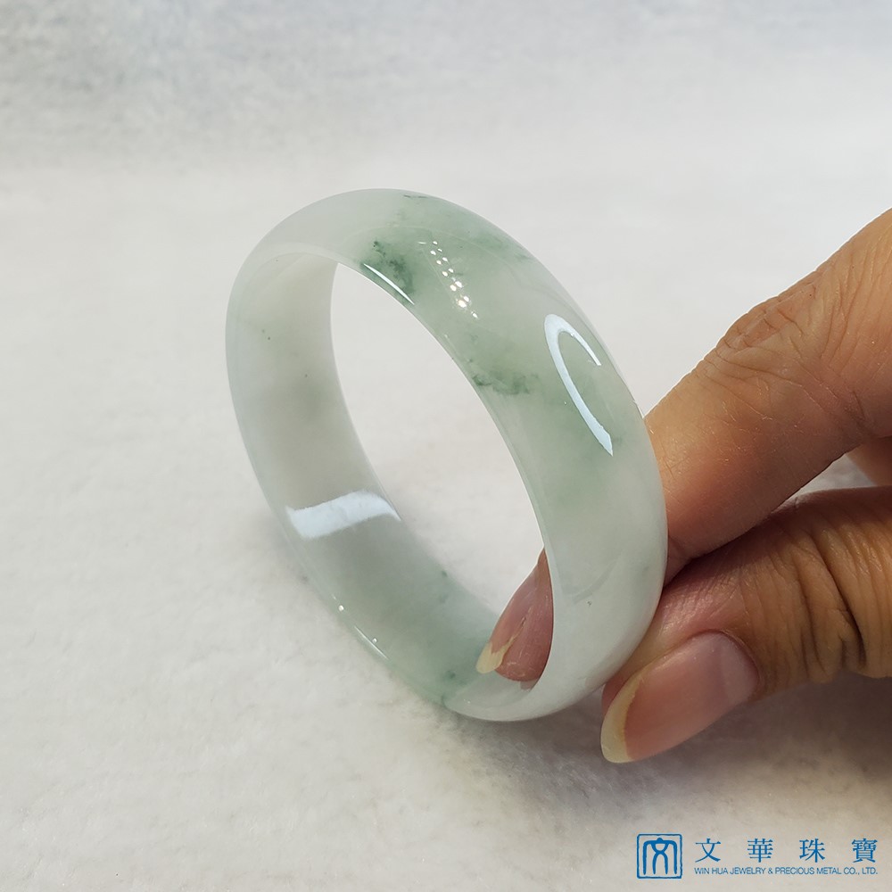 冰底糯種飄蘭花玉鐲 17圍 寬版扁鐲(已售出)