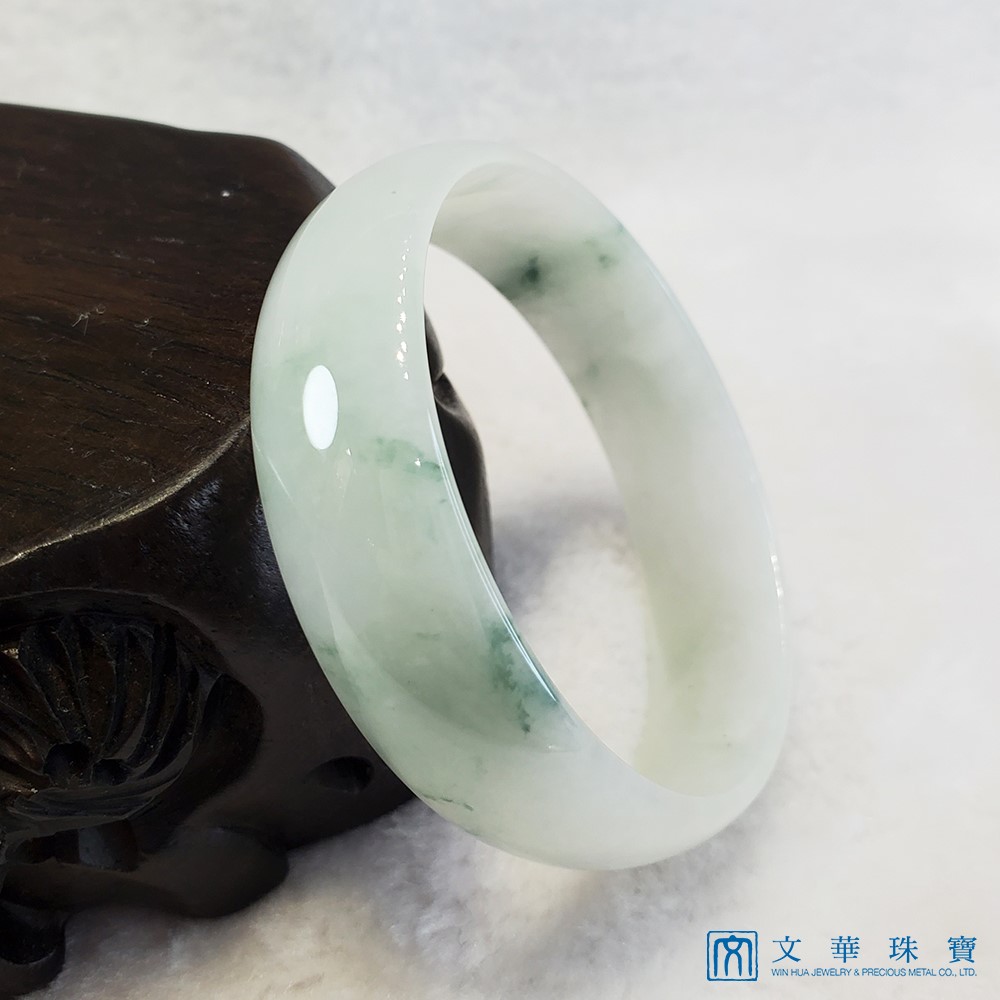 冰底糯種飄蘭花玉鐲 17圍 寬版扁鐲(已售出)