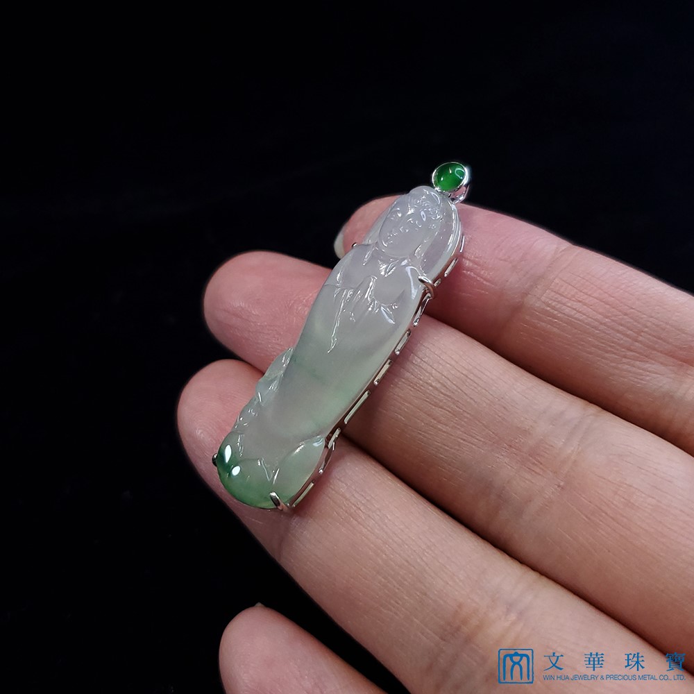 翡翠高冰起瑩觀音玉墜 
