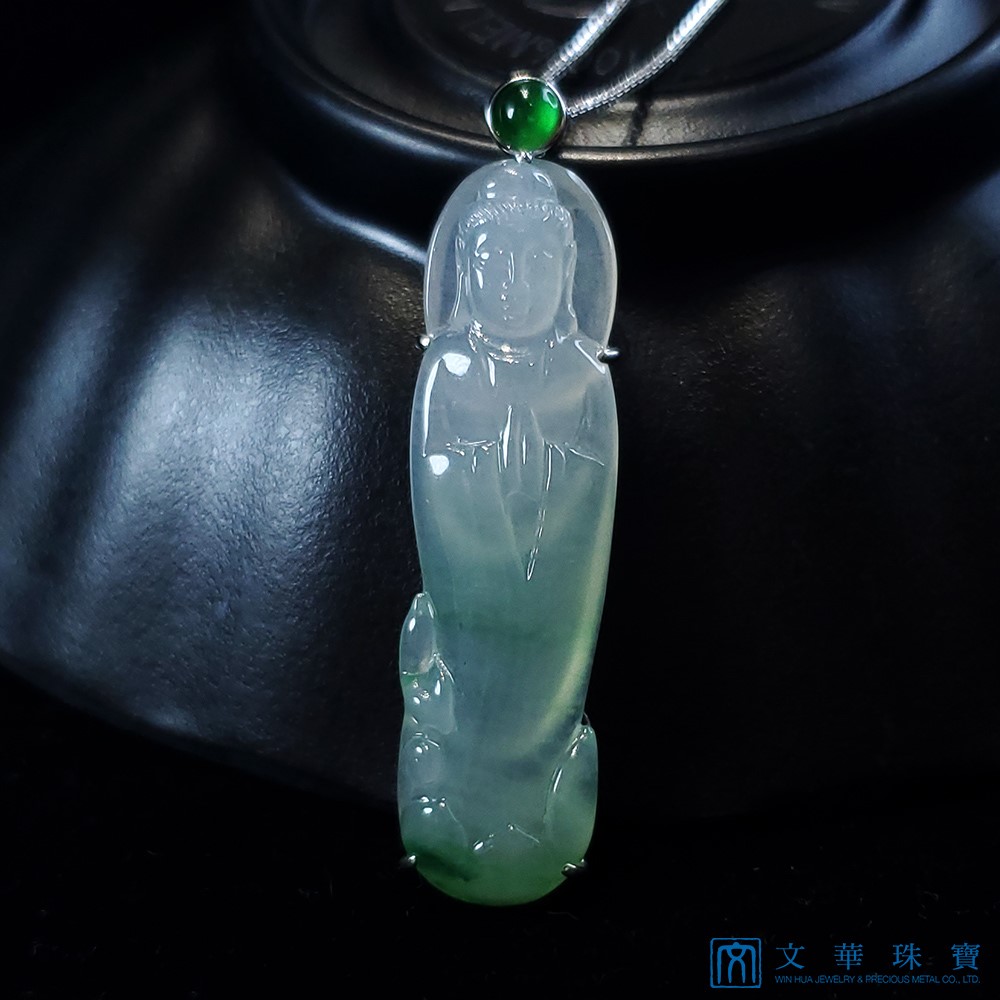 翡翠高冰起瑩觀音玉墜 